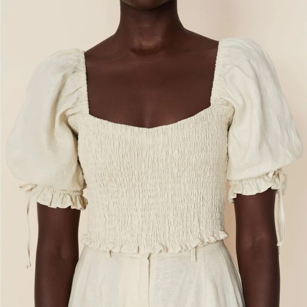 Faithfull The Brand Tops Faithfull The Brand Lisanza Smocked Linen Top